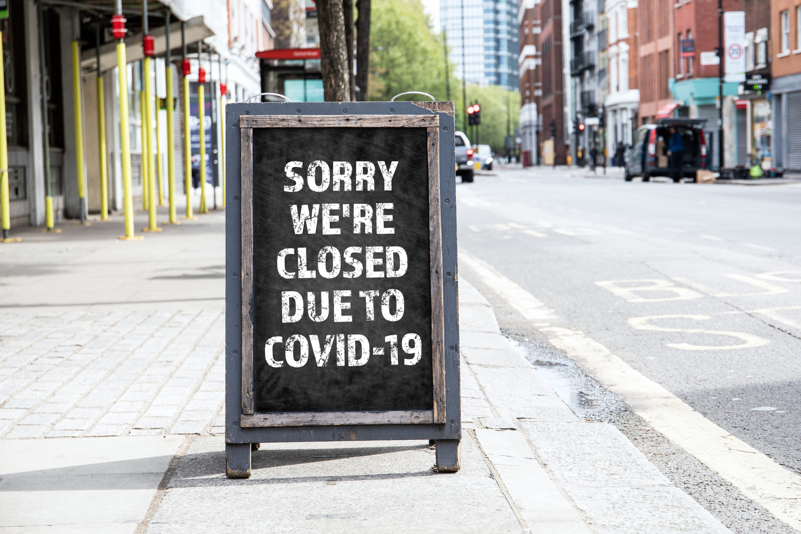 A Covid-19 closure signboard.